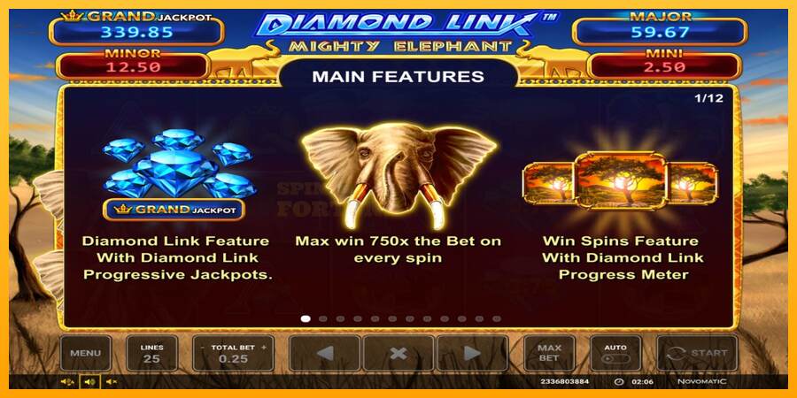 Diamond Link: Mighty Elephant mesin permainan untuk uang, gambar 3