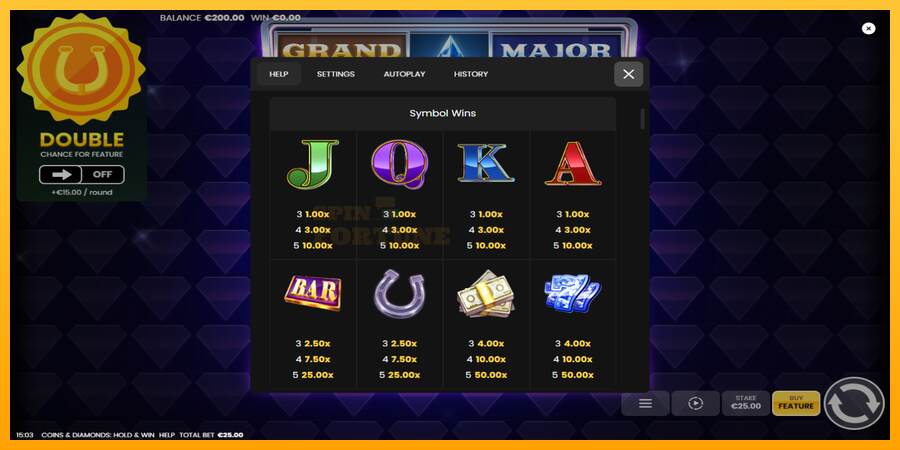 Coins & Diamonds: Hold and Win mesin permainan untuk uang, gambar 5