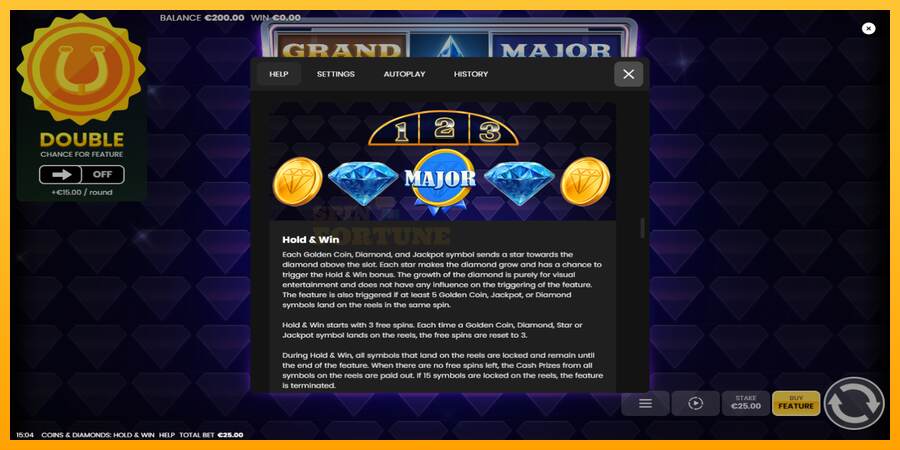 Coins & Diamonds: Hold and Win mesin permainan untuk uang, gambar 6