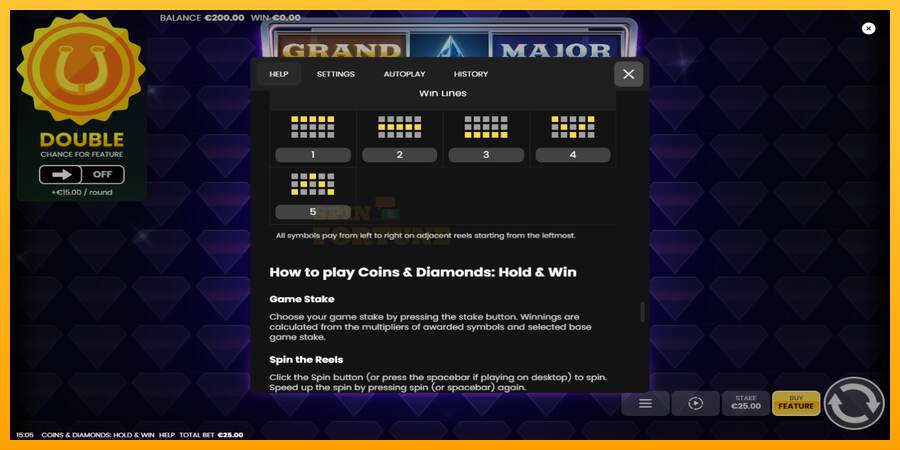 Coins & Diamonds: Hold and Win mesin permainan untuk uang, gambar 7