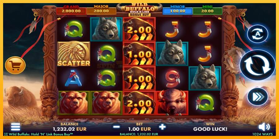 Wild Buffalo Hold N Link Bonus Buy mesin permainan untuk uang, gambar 2