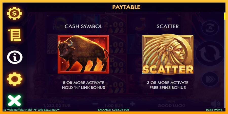 Wild Buffalo Hold N Link Bonus Buy mesin permainan untuk uang, gambar 4