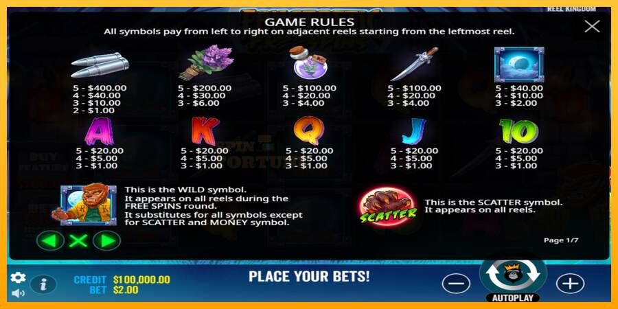 Fangtastic Freespins mesin permainan untuk uang, gambar 4