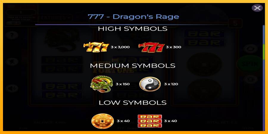 777 - Dragons Rage mesin permainan untuk uang, gambar 5