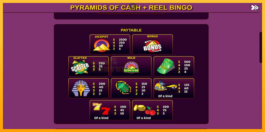 Pyramids of Cash with Reel Bingo mesin permainan untuk uang, gambar 5