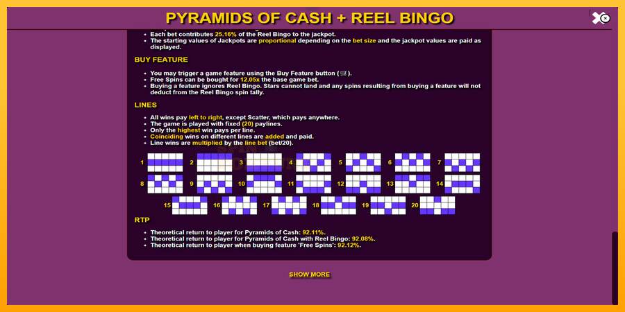 Pyramids of Cash with Reel Bingo mesin permainan untuk uang, gambar 6