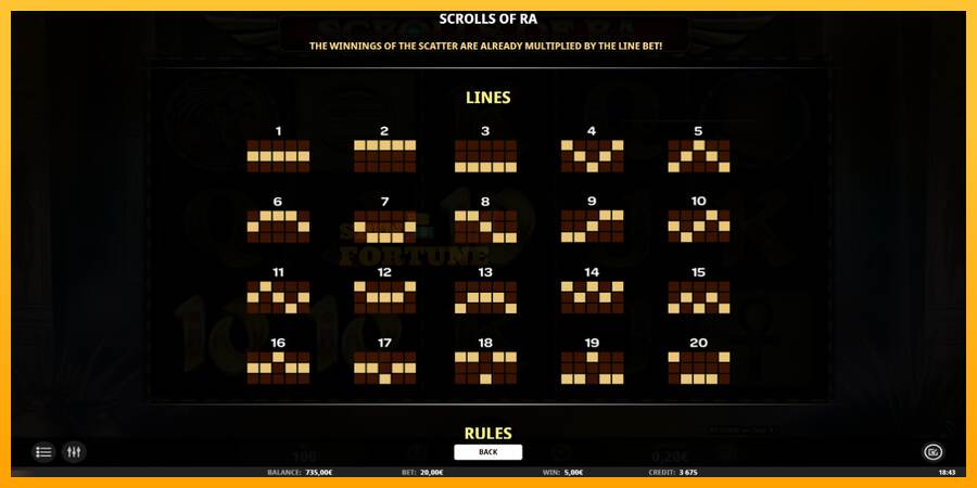 Scrolls of RA mesin permainan untuk uang, gambar 5