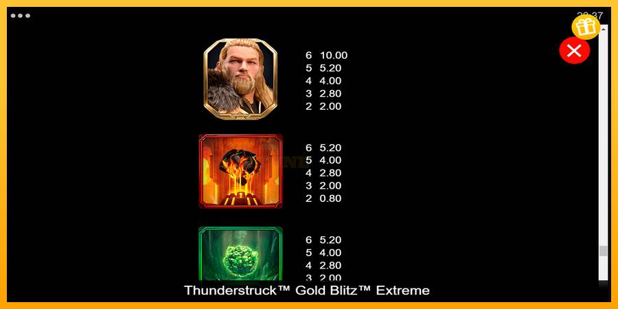 Thunderstruck Gold Blitz Extreme mesin permainan untuk uang, gambar 6