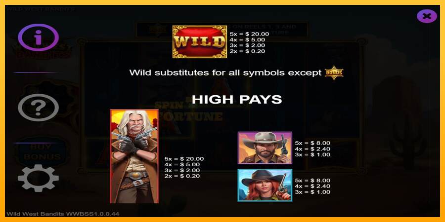 Wild West Bandits mesin permainan untuk uang, gambar 4