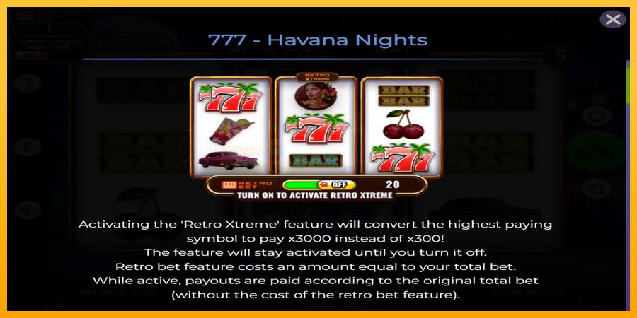 777 - Havana Nights mesin permainan untuk uang, gambar 4