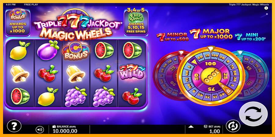 Triple 777 Jackpot Magic Wheels mesin permainan untuk uang, gambar 2