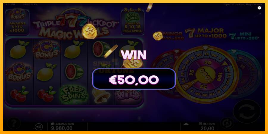 Triple 777 Jackpot Magic Wheels mesin permainan untuk uang, gambar 3