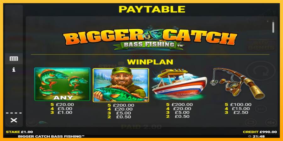 Bigger Catch Bass Fishing mesin permainan untuk uang, gambar 4