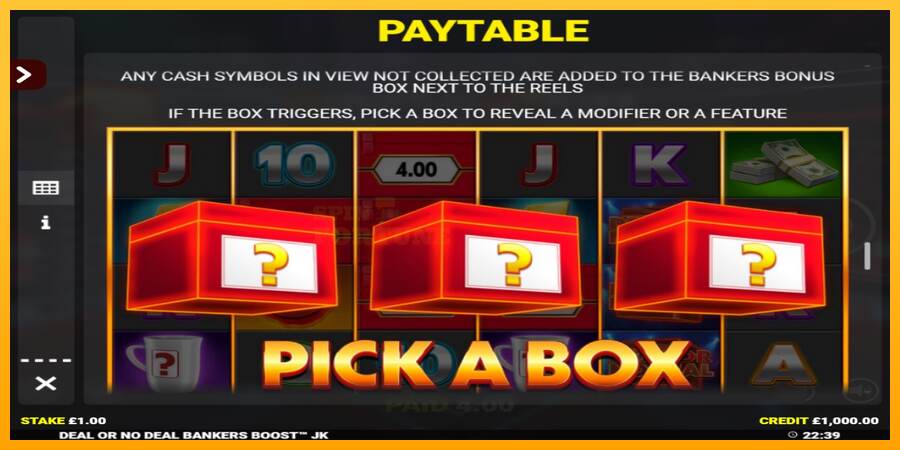 Deal or No Deal Bankers Boost Jackpot King mesin permainan untuk uang, gambar 5