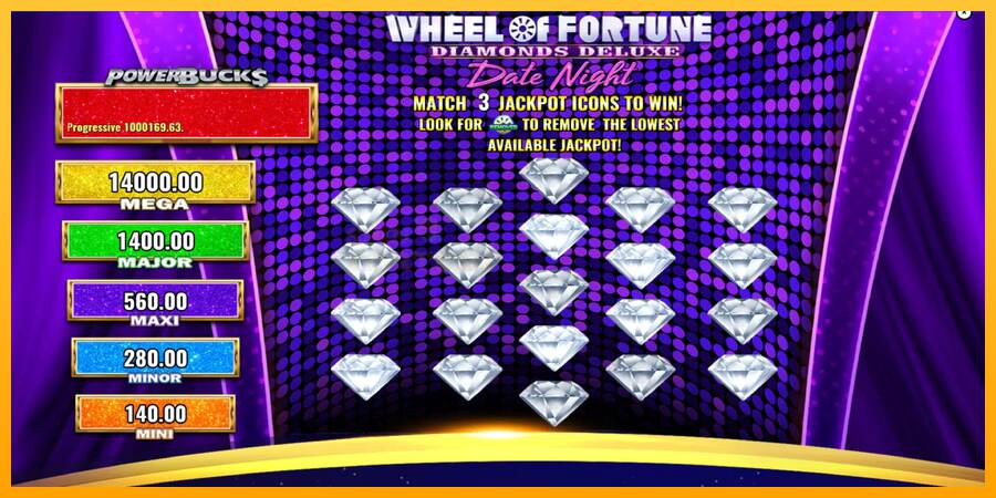 PowerBucks Wheel of Fortune Diamonds Deluxe Date Night mesin permainan untuk uang, gambar 4