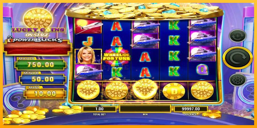 PowerBucks Wheel of Fortune Lucky Coins On Stage mesin permainan untuk uang, gambar 2