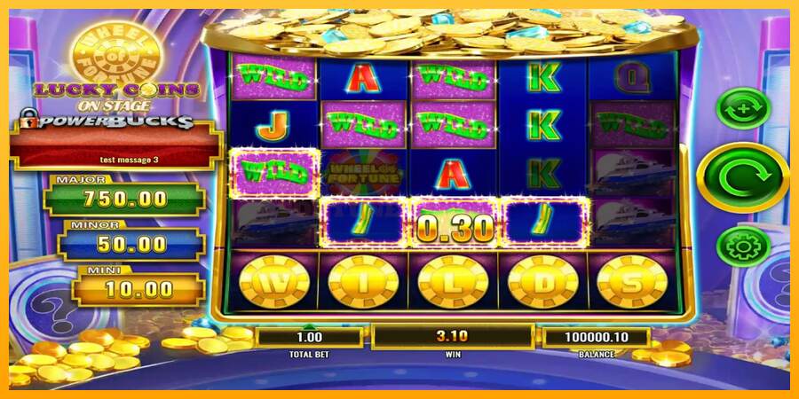 PowerBucks Wheel of Fortune Lucky Coins On Stage mesin permainan untuk uang, gambar 4