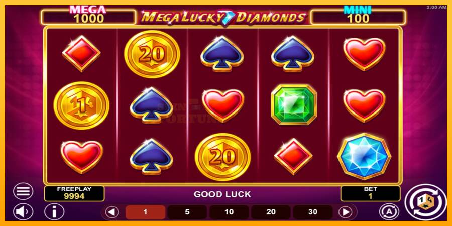 Mega Lucky Diamonds Hold & Win mesin permainan untuk uang, gambar 2