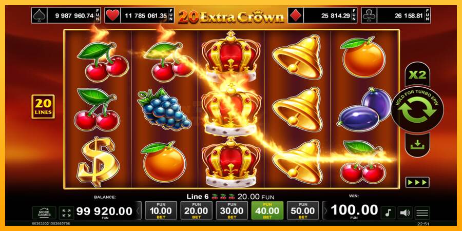 20 Extra Crown mesin permainan untuk uang, gambar 2