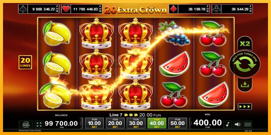 20 Extra Crown mesin permainan untuk uang, gambar 4