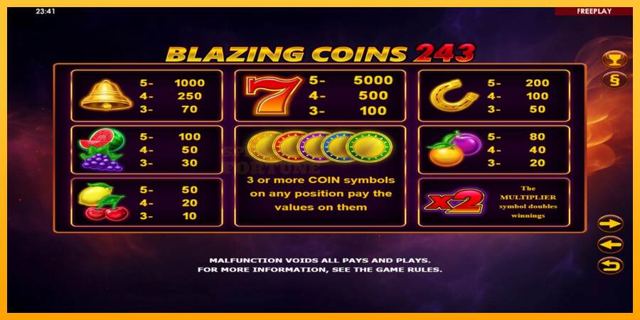 Blazing Coins 243 mesin permainan untuk uang, gambar 4