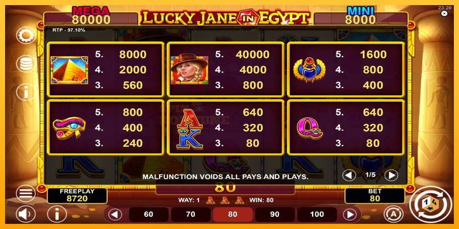 Lucky Jane in Egypt Hold & Win mesin permainan untuk uang, gambar 5