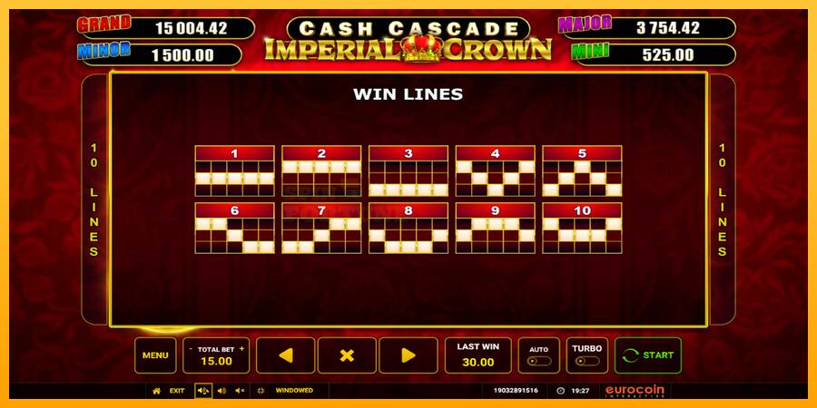 Cash Cascade Imperial Crown mesin permainan untuk uang, gambar 6