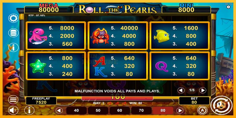 Roll The Pearls Hold & Win mesin permainan untuk uang, gambar 5