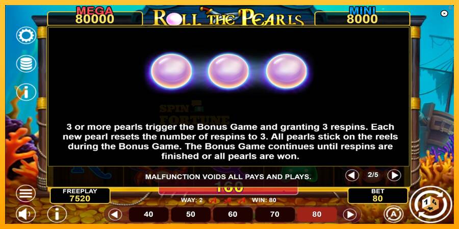 Roll The Pearls Hold & Win mesin permainan untuk uang, gambar 6