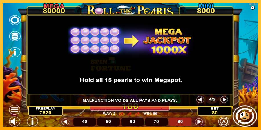 Roll The Pearls Hold & Win mesin permainan untuk uang, gambar 7