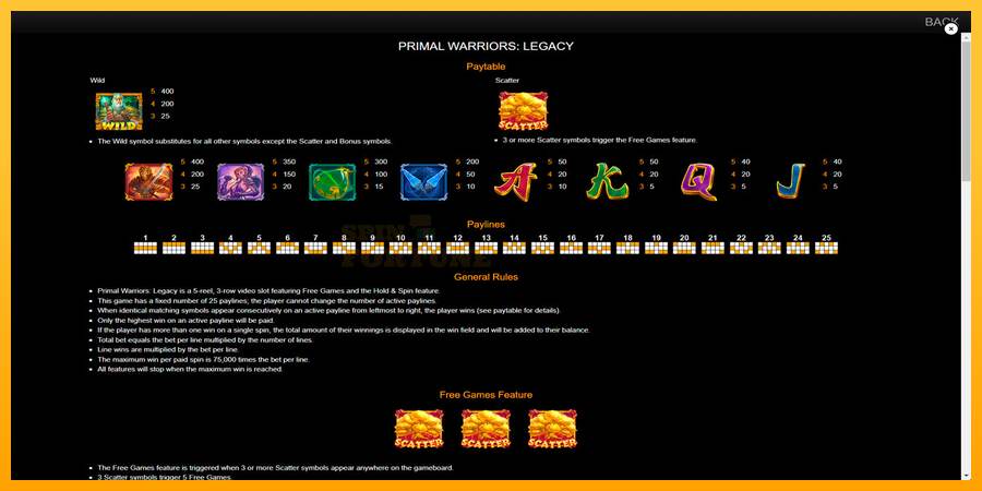 Primal Warriors: Legacy mesin permainan untuk uang, gambar 7