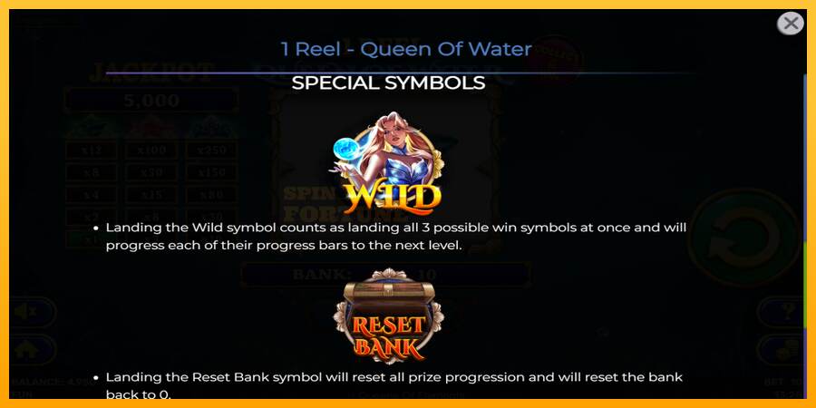 1 Reel Queen of Water mesin permainan untuk uang, gambar 7