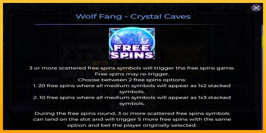 Wolf Fang - Crystal Caves mesin permainan untuk uang, gambar 5