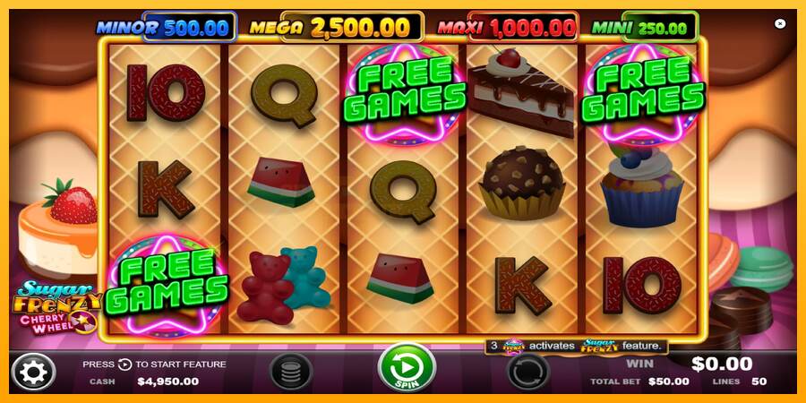 Sugar Frenzy Cherry Wheel mesin permainan untuk uang, gambar 2