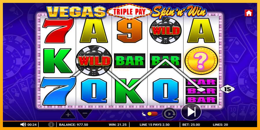 Vegas Triple Pay Spin n Win mesin permainan untuk uang, gambar 2