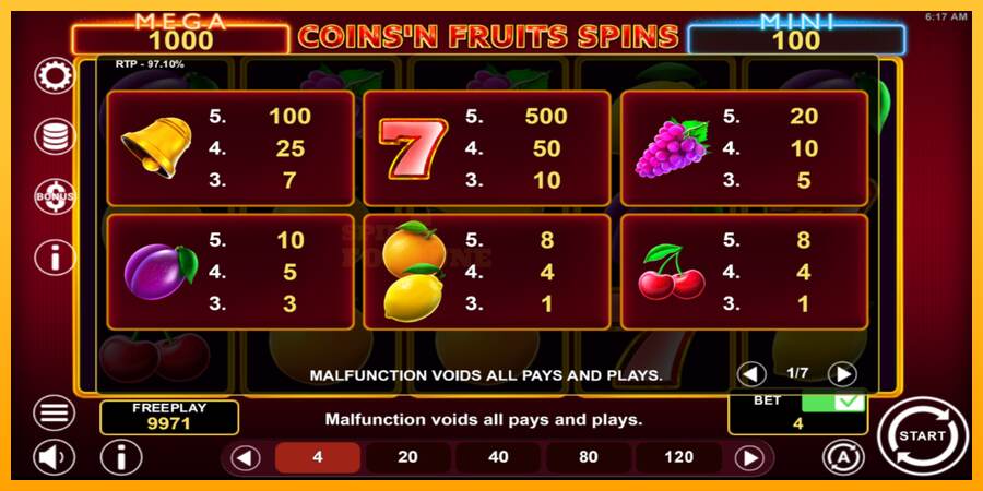 Coinsn Fruits Spins mesin permainan untuk uang, gambar 5