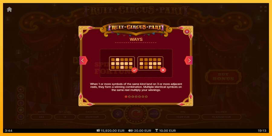 Fruit Circus Party mesin permainan untuk uang, gambar 5