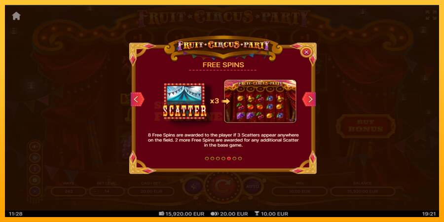 Fruit Circus Party mesin permainan untuk uang, gambar 6