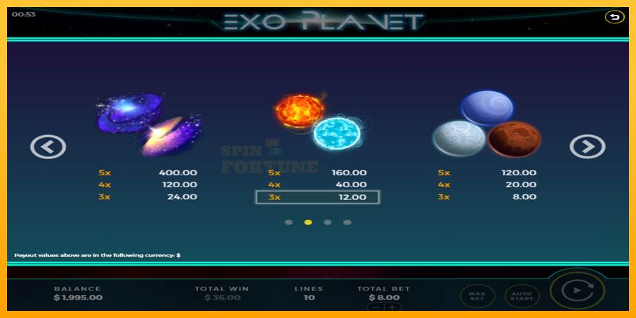 Exo Planet mesin permainan untuk uang, gambar 5