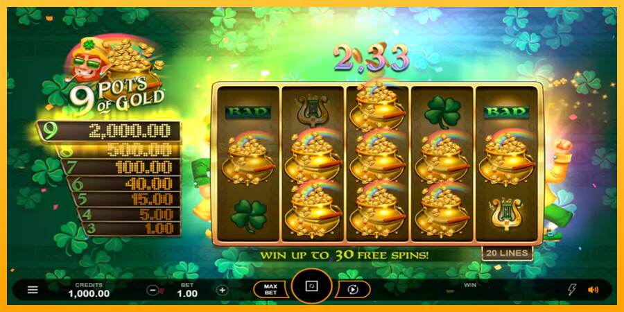 9 Pots of Gold Land & Win mesin permainan untuk uang, gambar 5