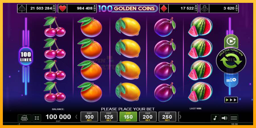 100 Golden Coins mesin permainan untuk uang, gambar 1