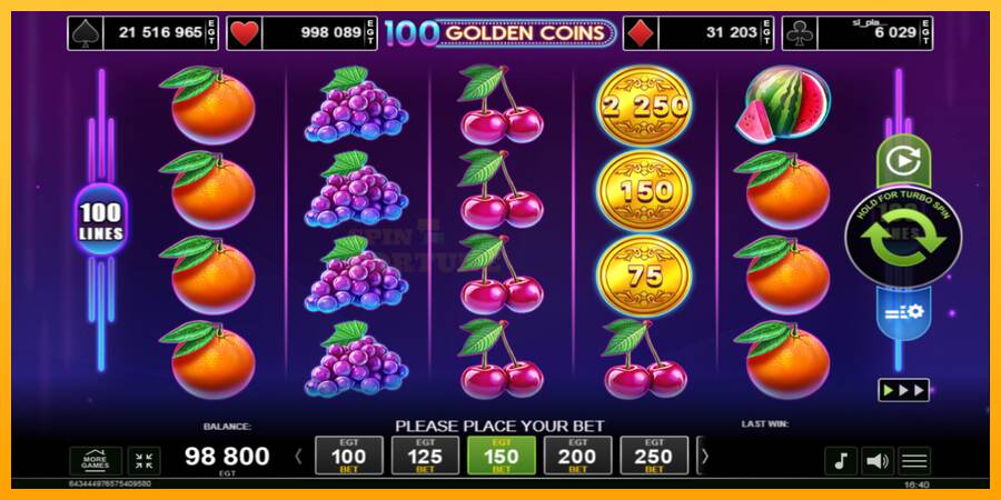 100 Golden Coins mesin permainan untuk uang, gambar 2