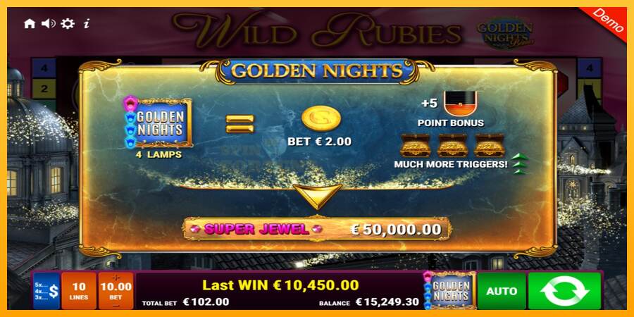 Wild Rubies Golden Nights mesin permainan untuk uang, gambar 5