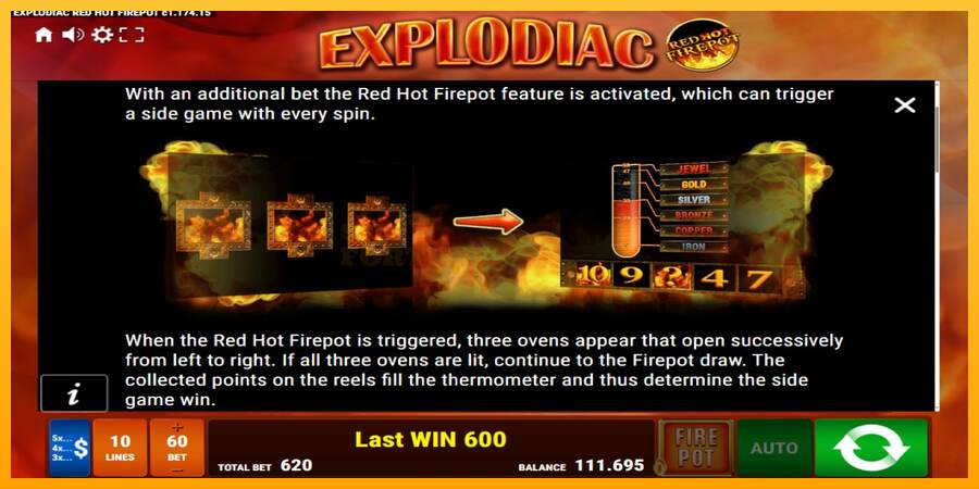 Explodiac Red Hot Firepot mesin permainan untuk uang, gambar 7