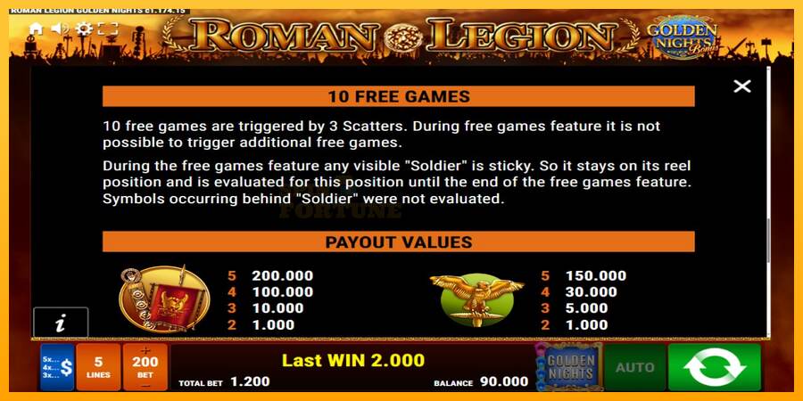 Roman Legion Golden Nights mesin permainan untuk uang, gambar 7