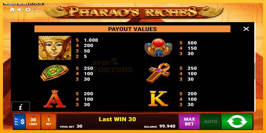 Pharaos Riches mesin permainan untuk uang, gambar 7