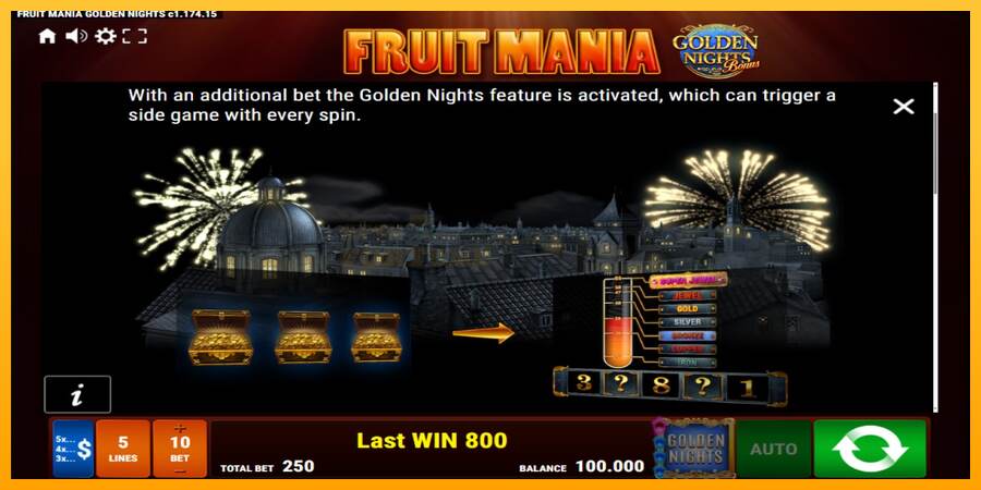 Fruit Mania Golden Nights mesin permainan untuk uang, gambar 5