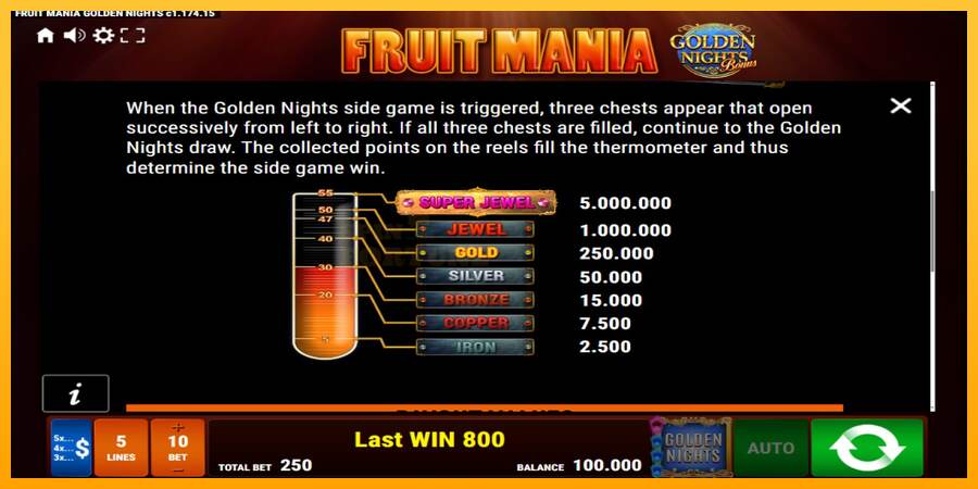 Fruit Mania Golden Nights mesin permainan untuk uang, gambar 6