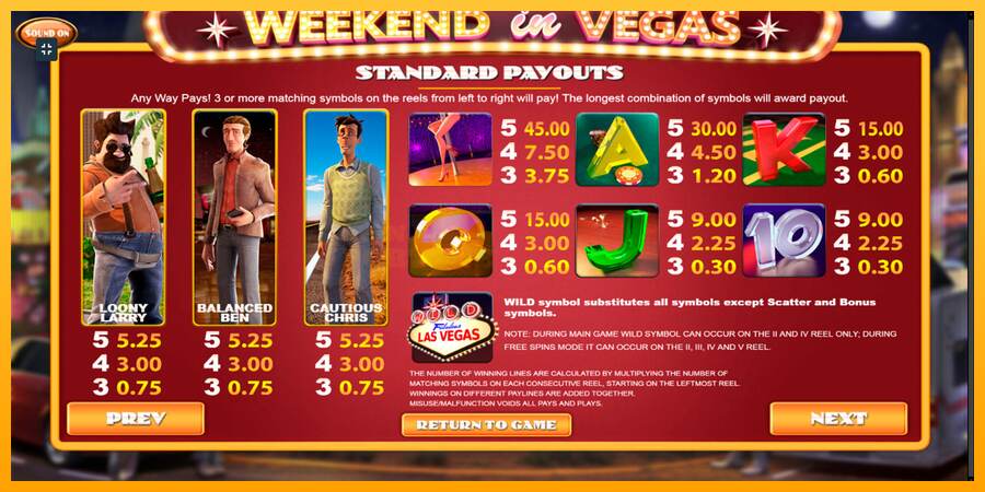 Weekend In Vegas mesin permainan untuk uang, gambar 6