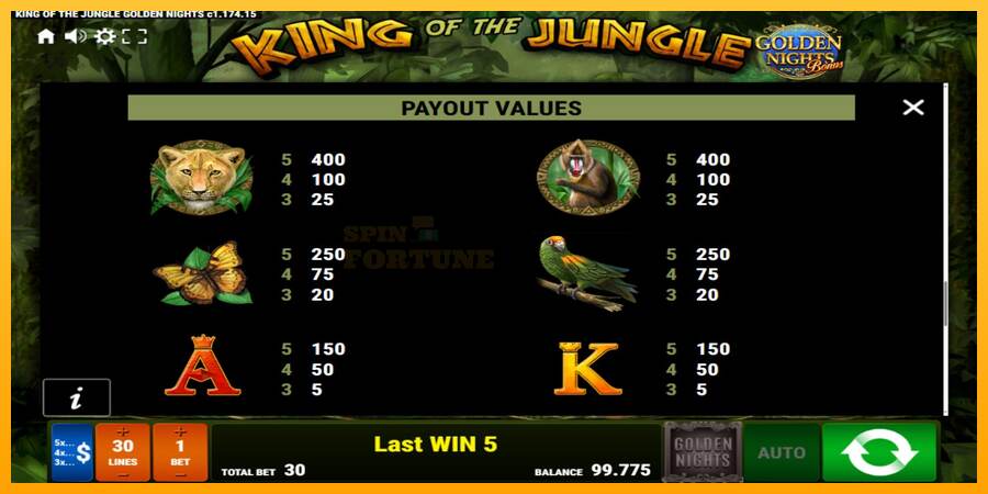 King of the Jungle Golden Nights mesin permainan untuk uang, gambar 7